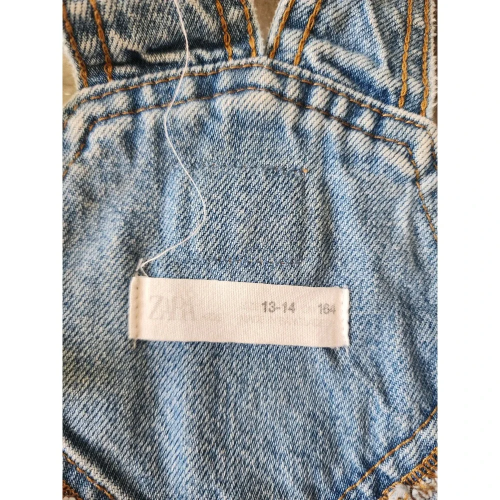 Zara Kids Girls Light Wash Denim Overall Pinafore Dress Size 13-14 164 Blue